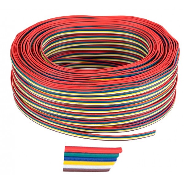 Cable paralelo 6 hilos para tira led RGB+CCT, Rollo 100 mts